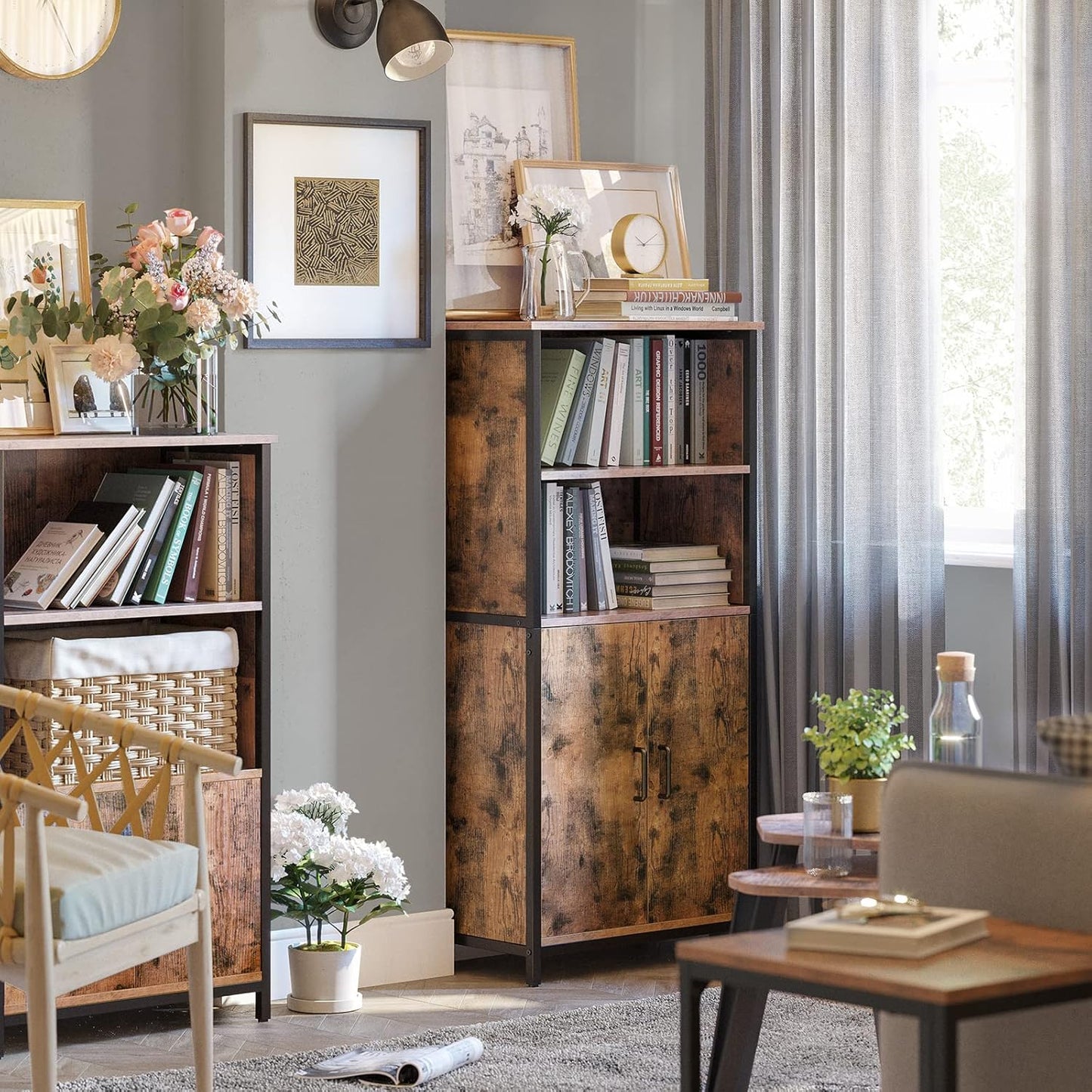 Bookcase Cabinet with 2 Open Compartments