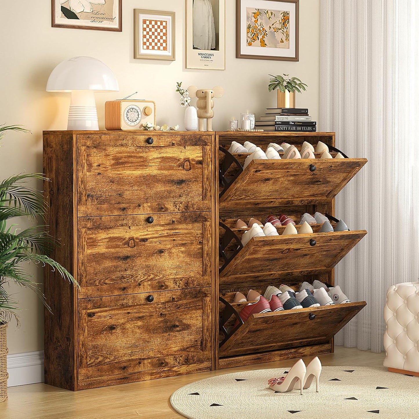 Shoe Cabinet with 3 Flip Drawers