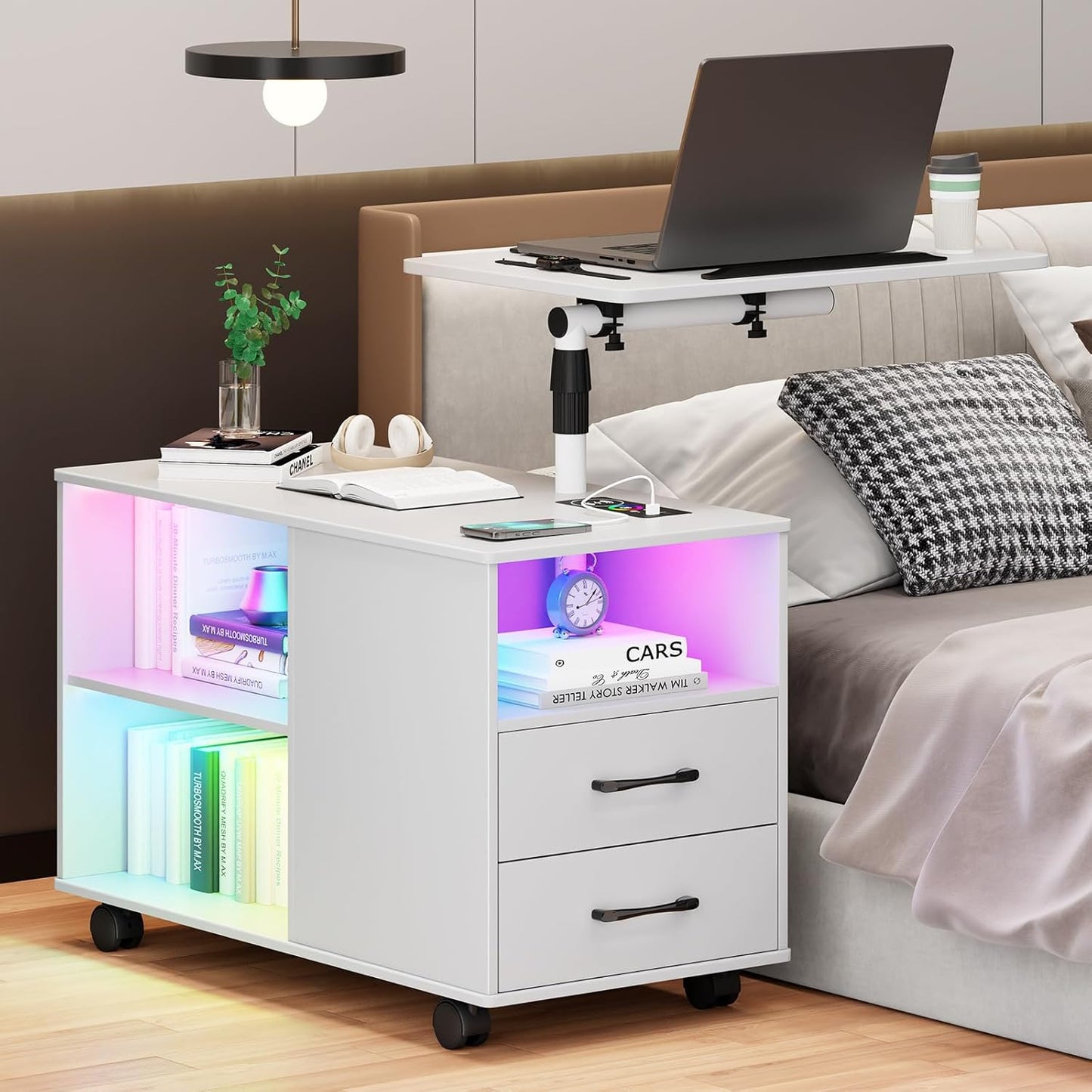 Gurexl 360° LED Nightstand with Wireless Charging Station