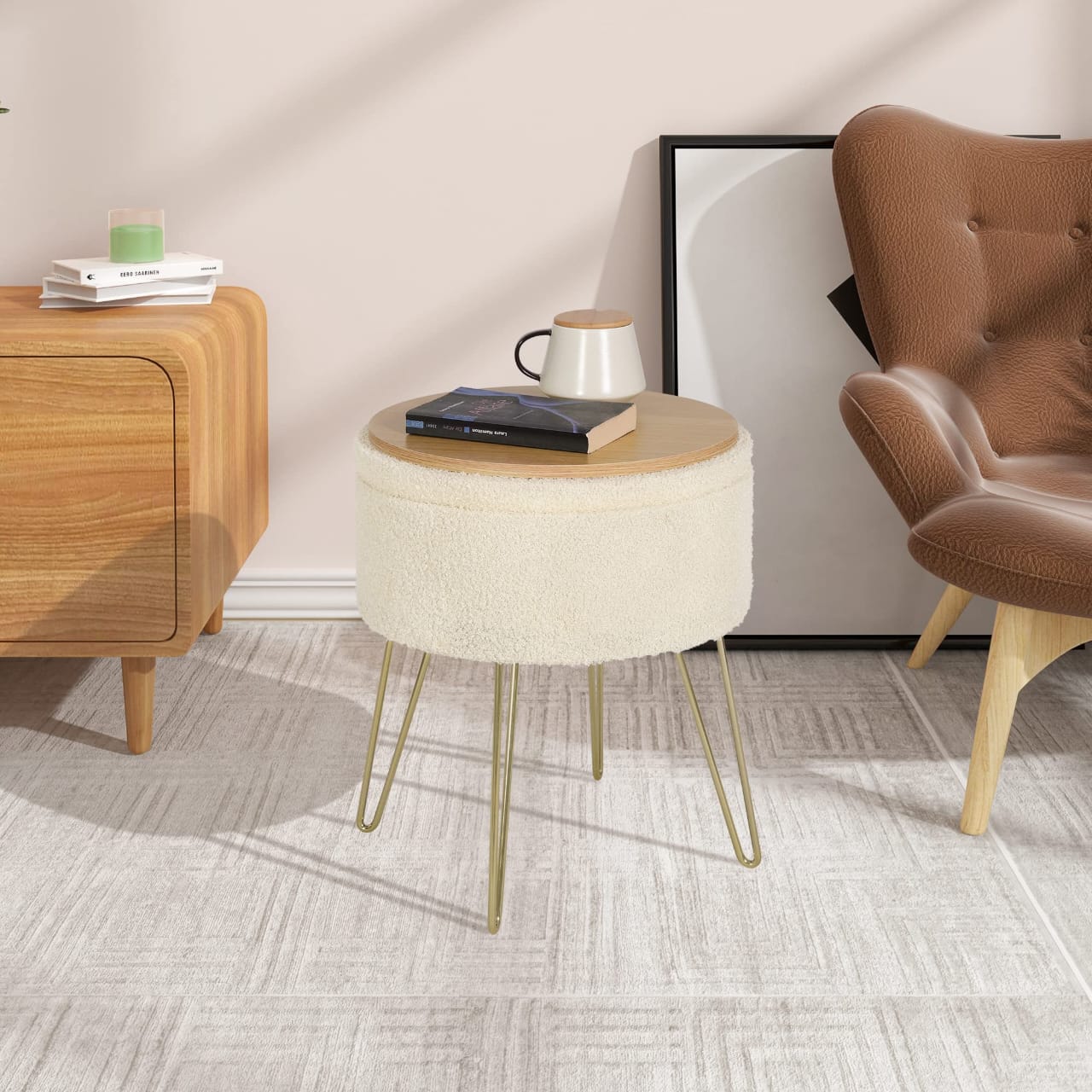 Round Pouf, Dressing Table
