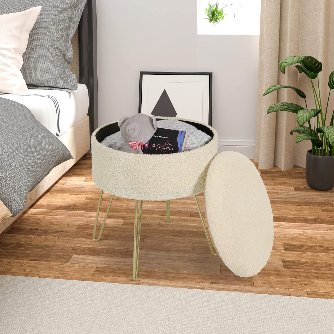 Round Pouf, Dressing Table