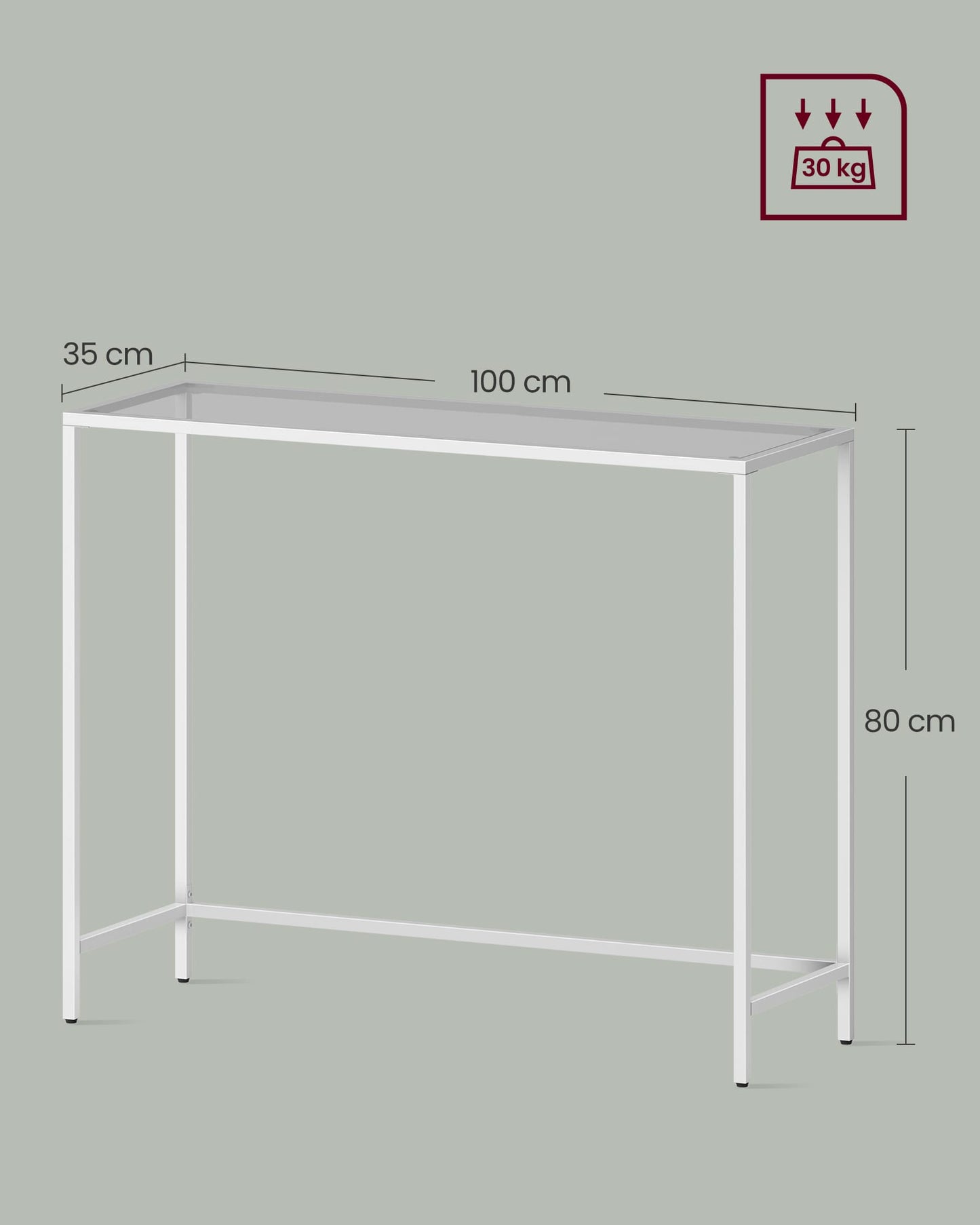 VASAGLE Console table tempered glass table top LGT026W01