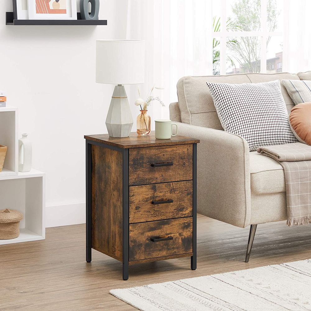 VASAGLE 3-Drawer Bedside Table