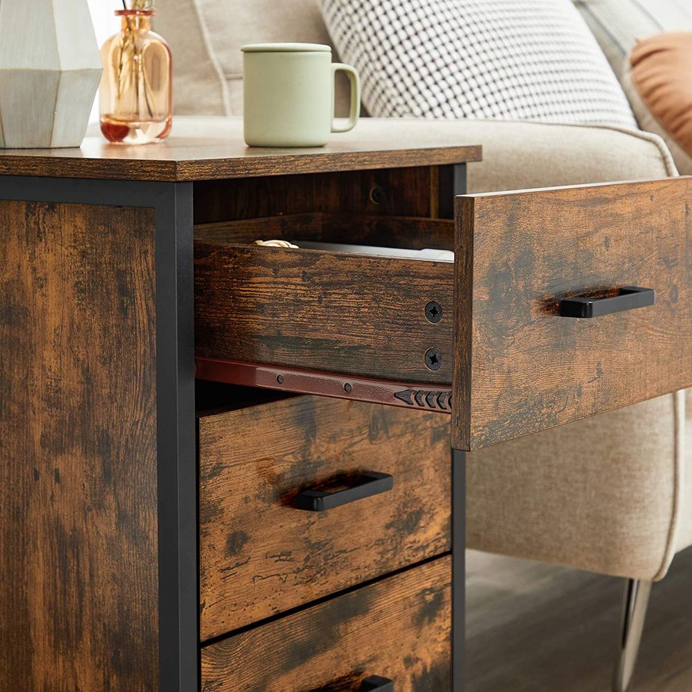 VASAGLE 3-Drawer Bedside Table