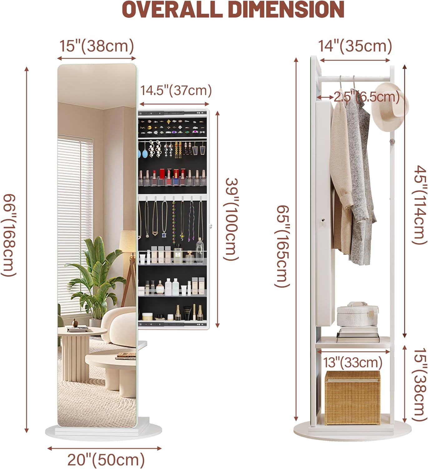 360° Swivel Jewelry Armoire