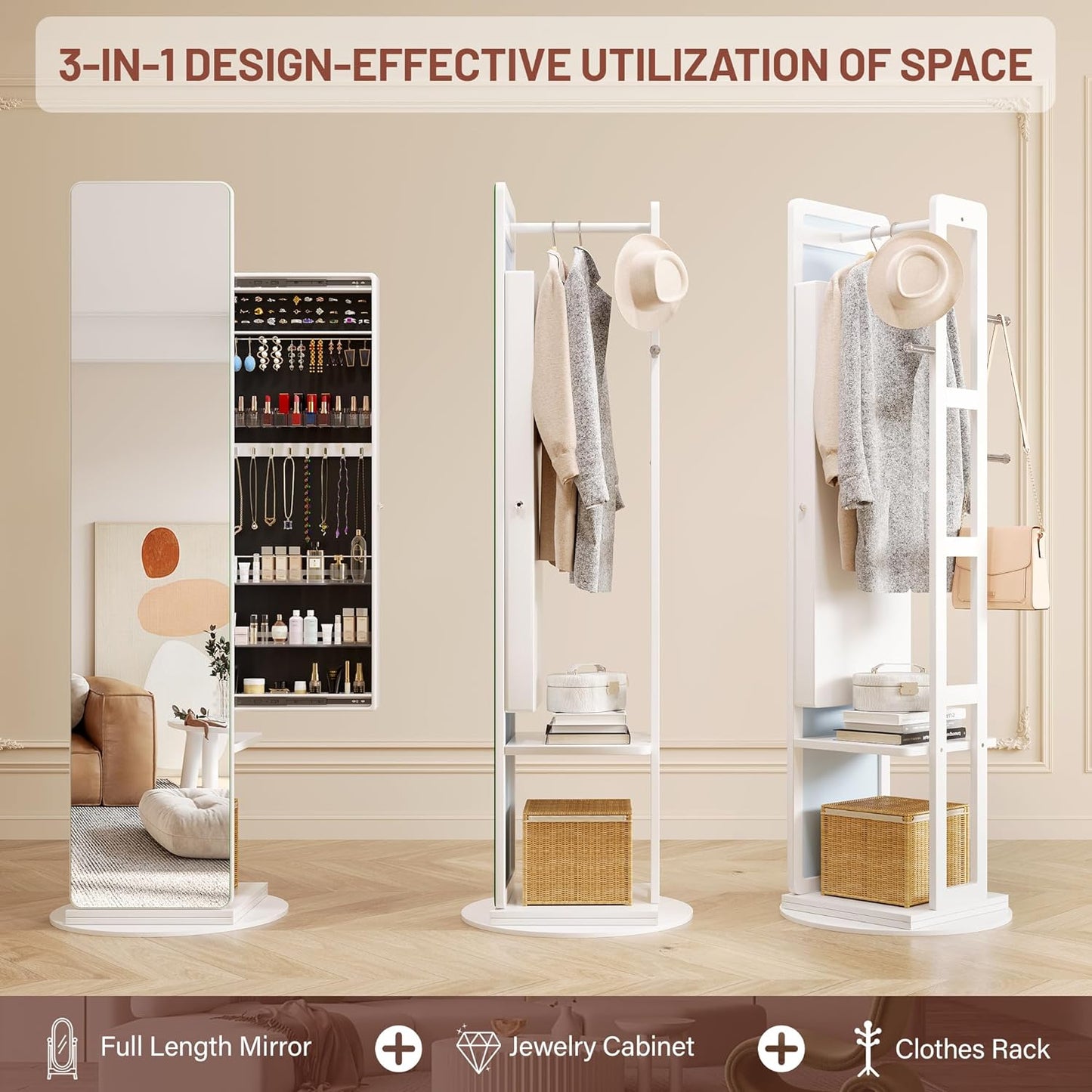 360° Swivel Jewelry Armoire