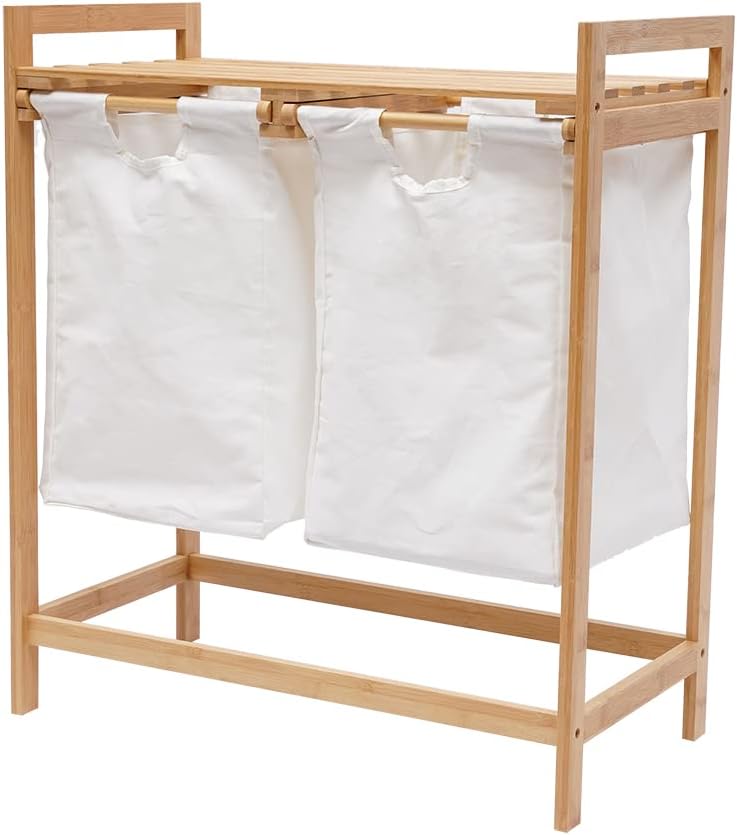 Bamboo Laundry Hamper with Shelf
