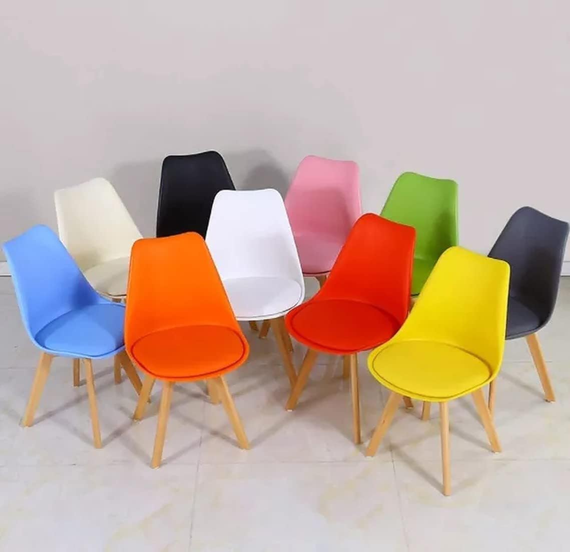Set of 4 Padded Chairs with Oak Legs