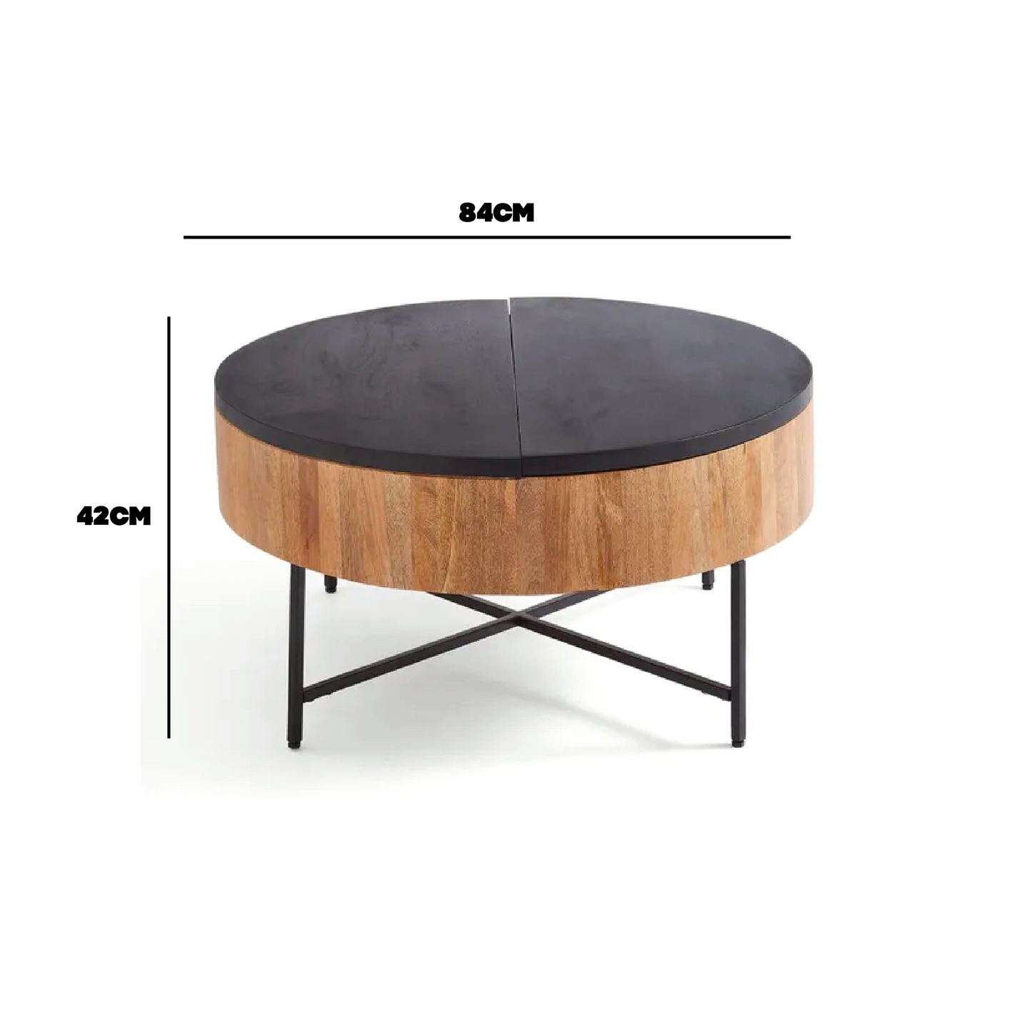 Jaya Round Storage Coffee Table, Mango Wood