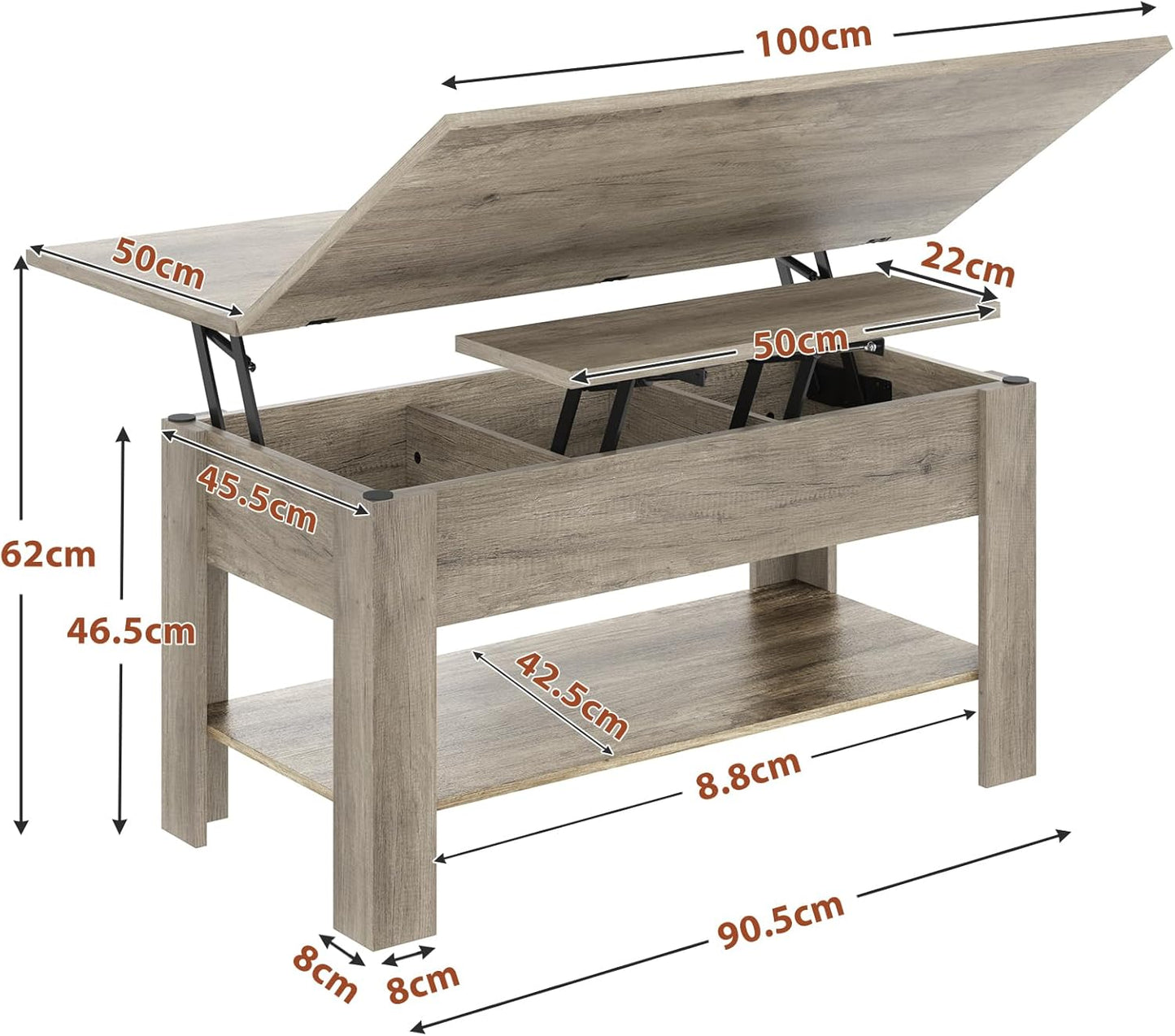 KIMENICH 3-in-1 Lift Top Coffee Table
