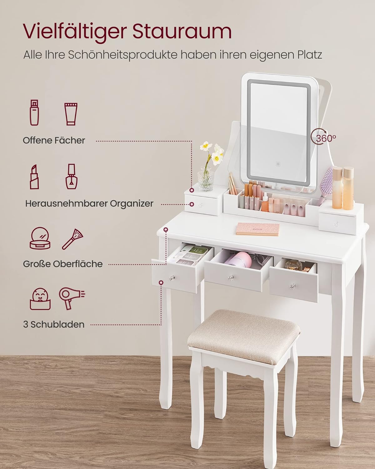 Dressing Table with LED Mirror