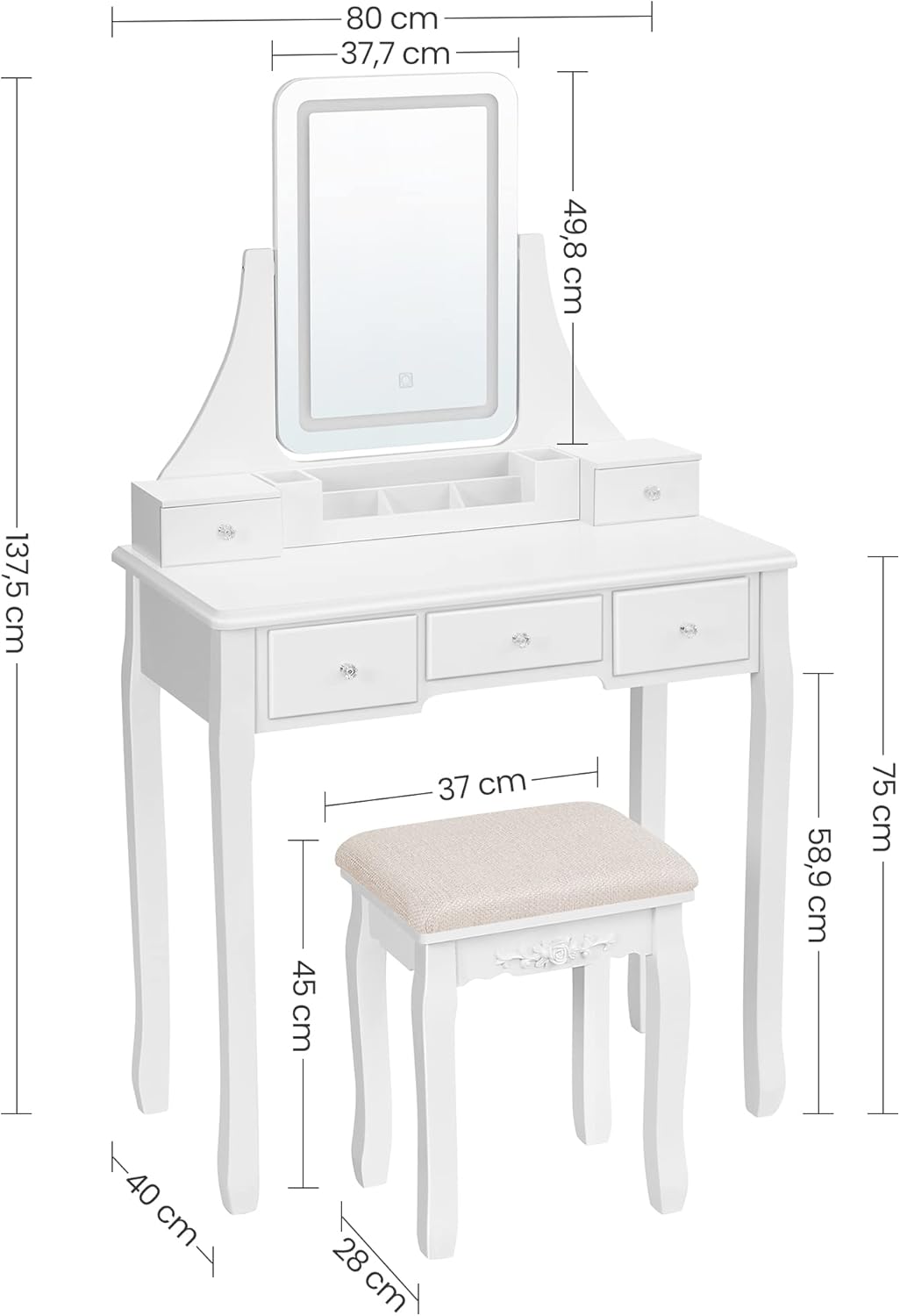 Dressing Table with LED Mirror