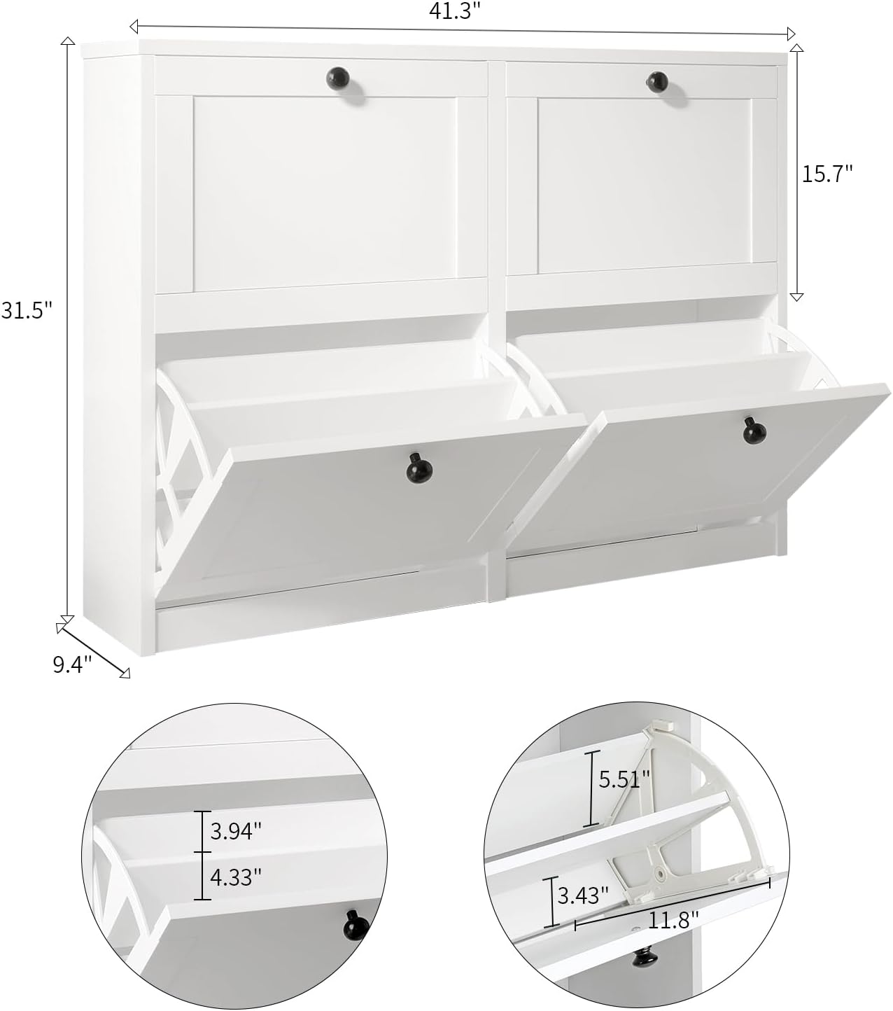 Shoe Cabinet with 4 Flip Drawers