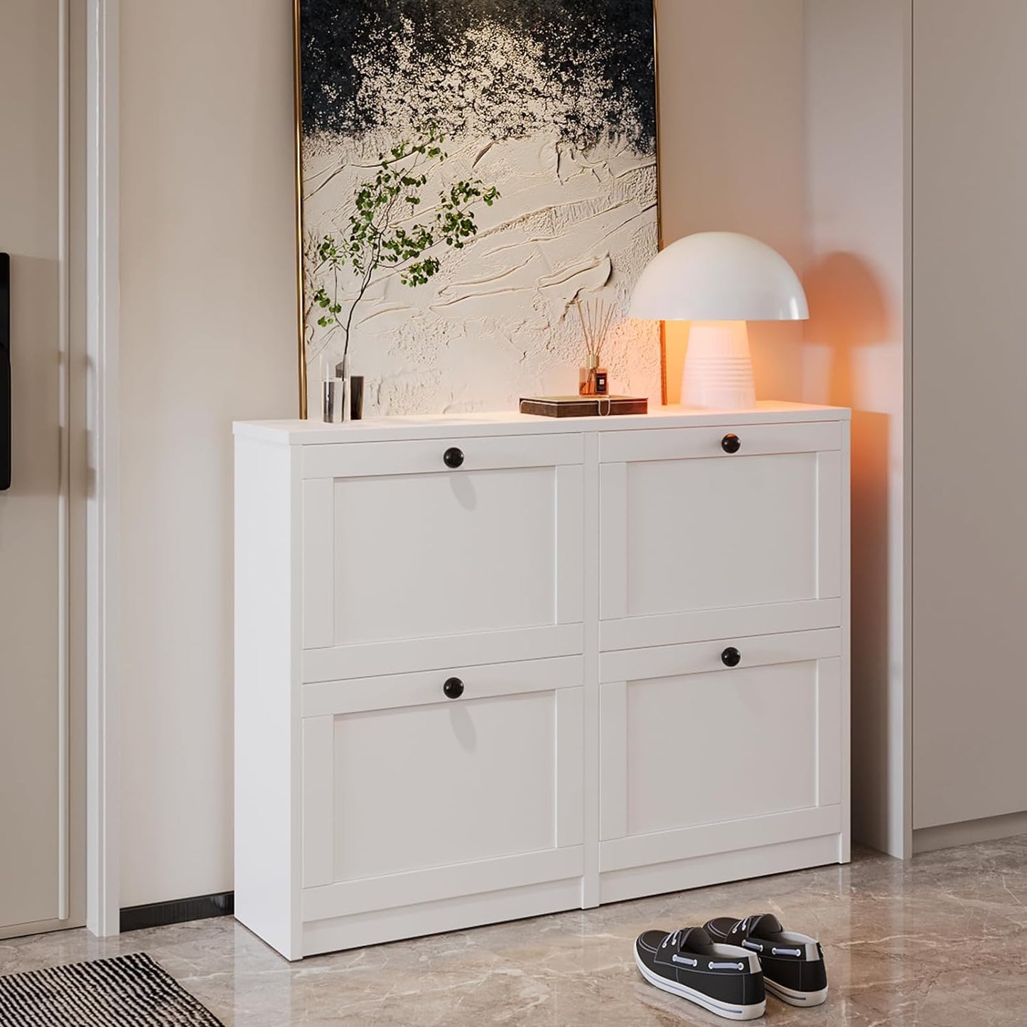 Shoe Cabinet with 4 Flip Drawers
