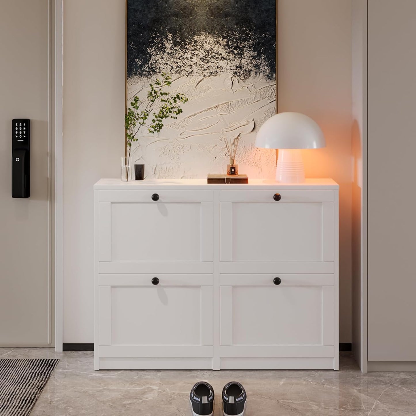 Shoe Cabinet with 4 Flip Drawers