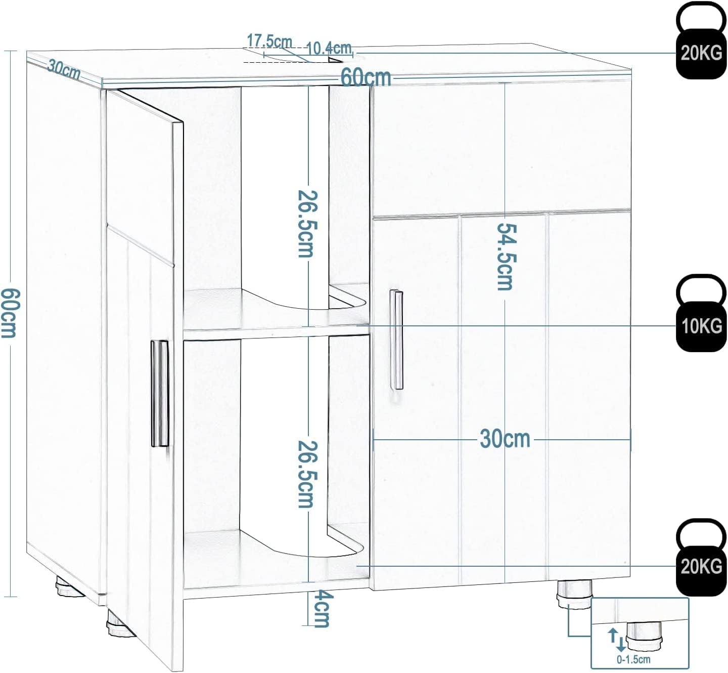 Vanity Unit with Adjustable Divider,