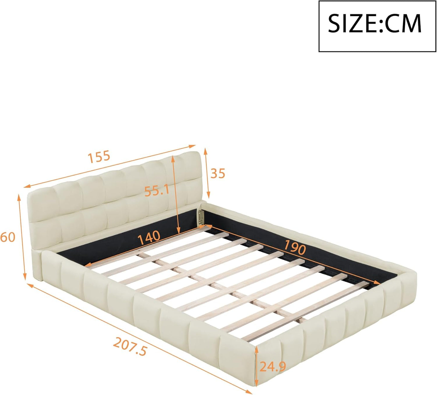 Bed with Soft Backrest