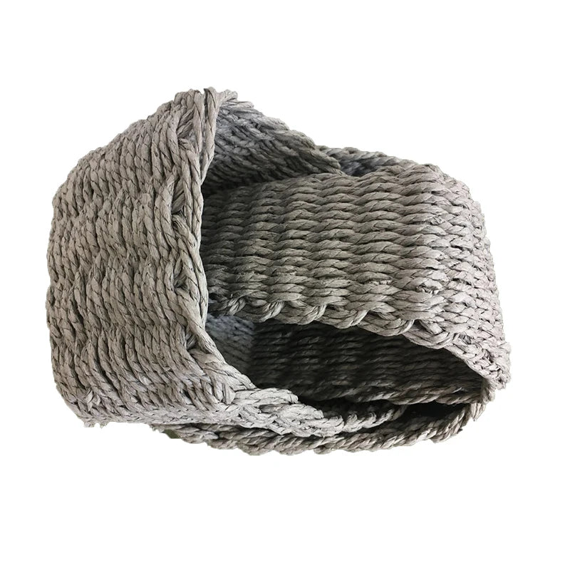 Set of 3 Grey Paper Rope Woven Storage Baskets