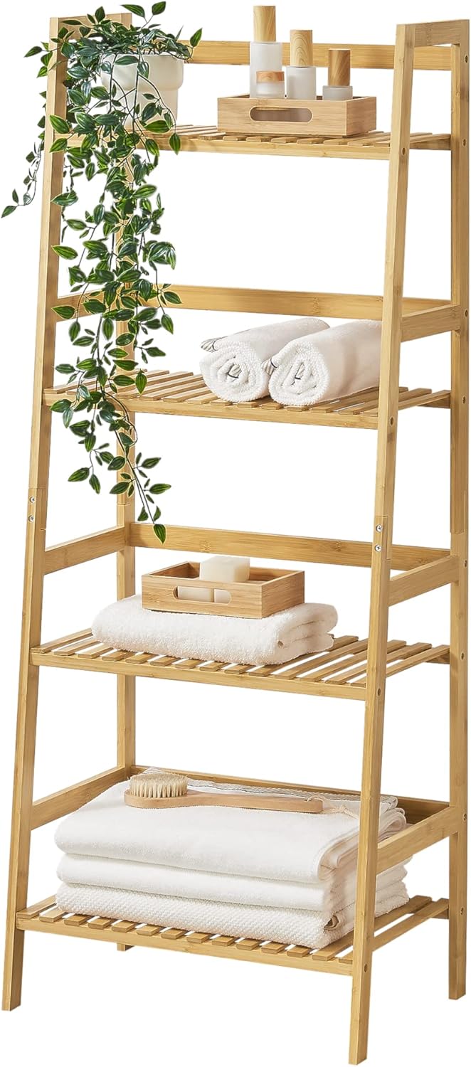 4-Tier Bamboo Ladder Shelf