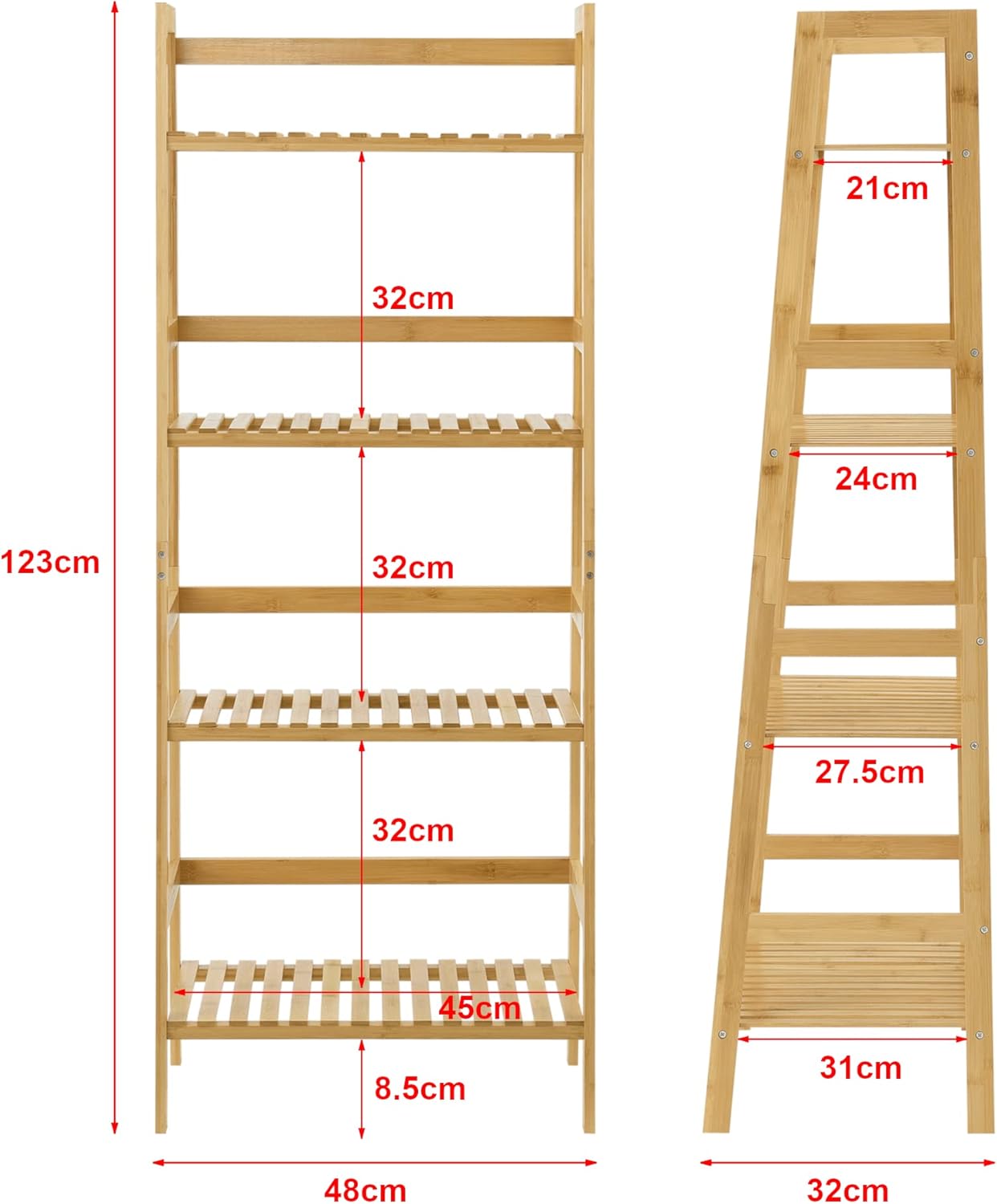 4-Tier Bamboo Ladder Shelf