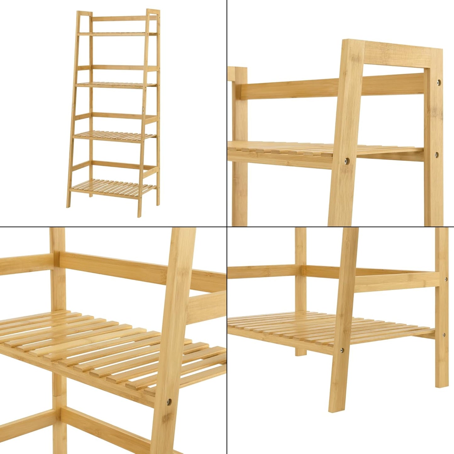 4-Tier Bamboo Ladder Shelf