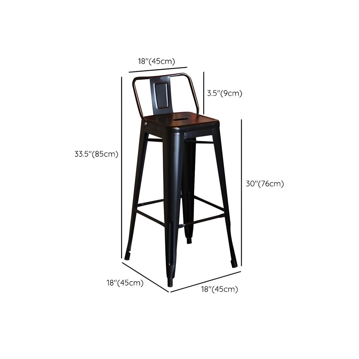 Set of 2 Metal Bar Stools