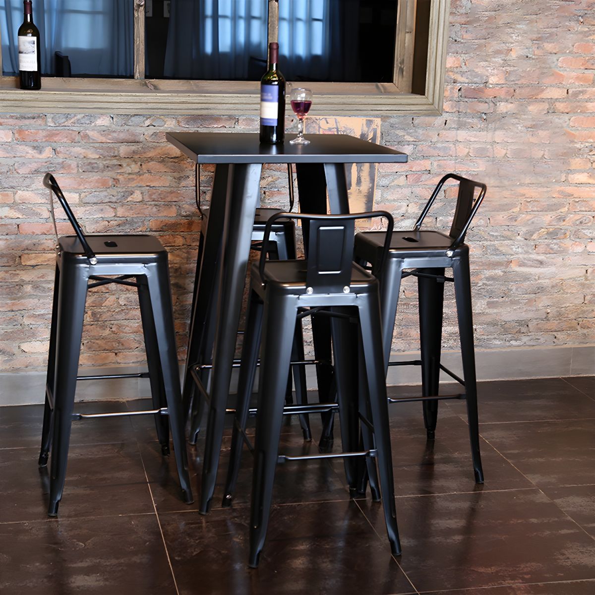 Set of 2 Metal Bar Stools