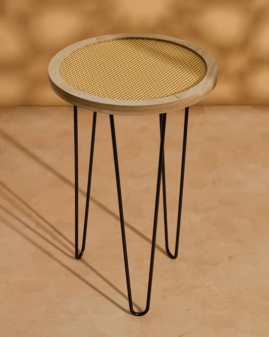 Round Rattan Side Table