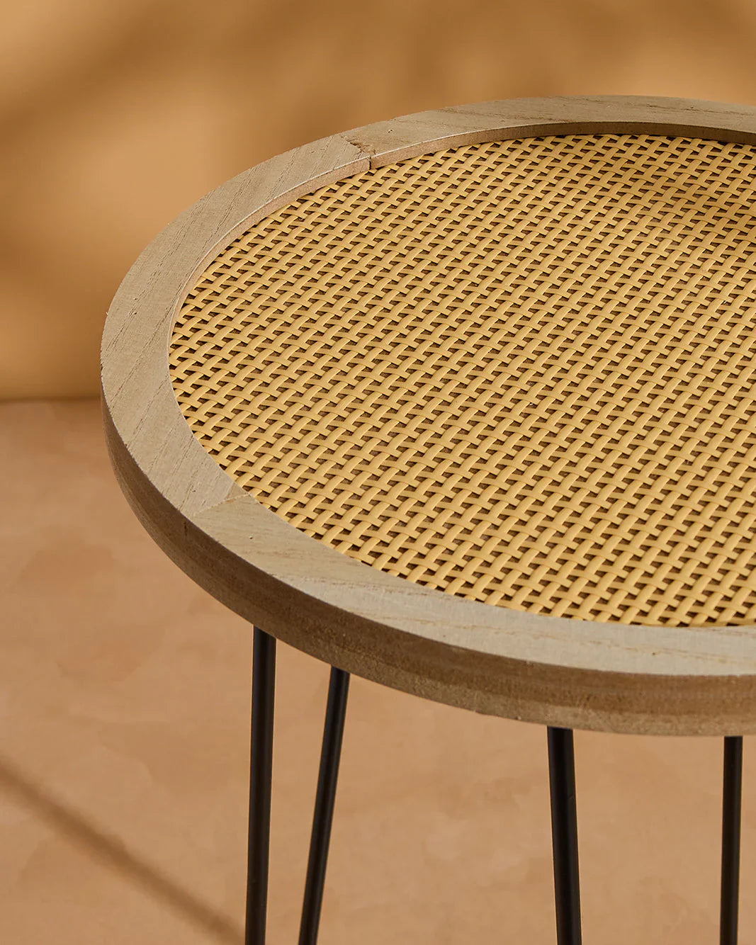 Round Rattan Side Table