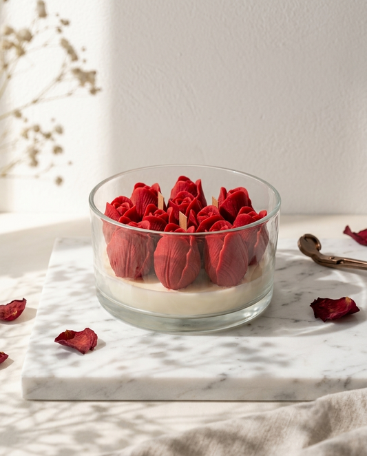 Luxury Hand-Poured Scented Candle – Red Roses