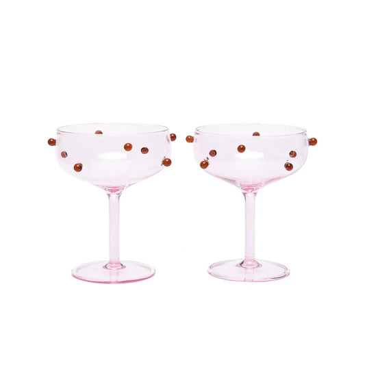 Pomponette Champagne Coupes Set of 6