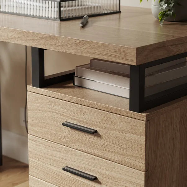 Edison Storage Desk Oak Effect