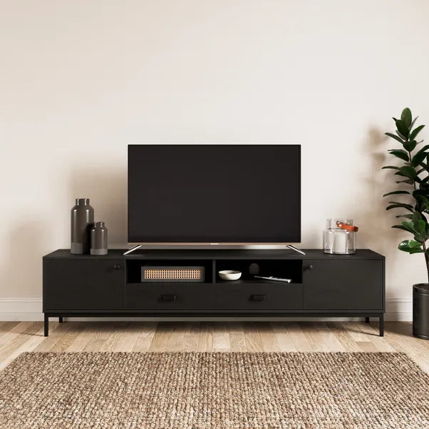 Fulton Extra Wide TV Unit, Black for TVs up to 80