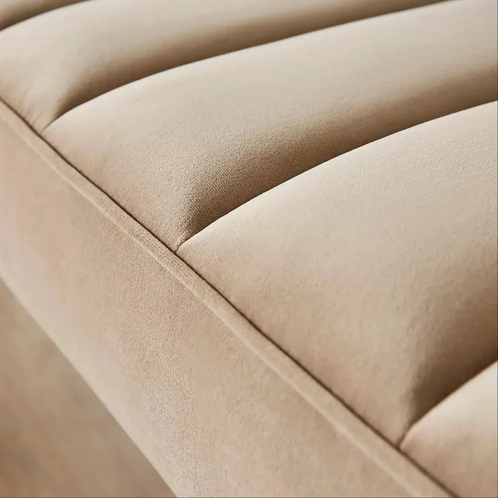 Rectangular Dark Beige Dining Bench, 4 Seater