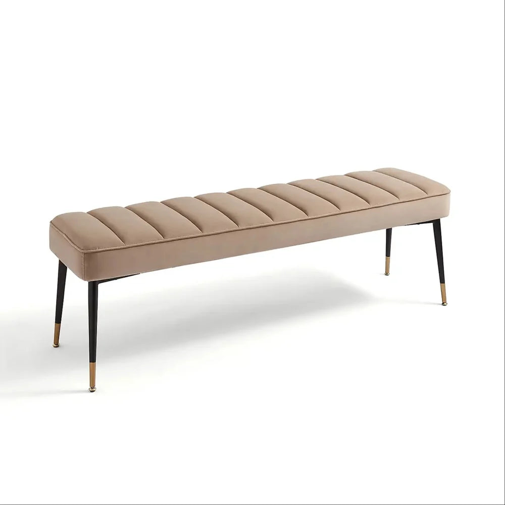 Rectangular Dark Beige Dining Bench, 4 Seater