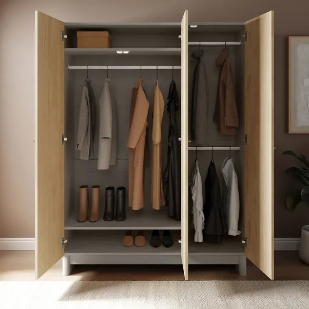 Maeva Triple Wardrobe, Light Oak Effect