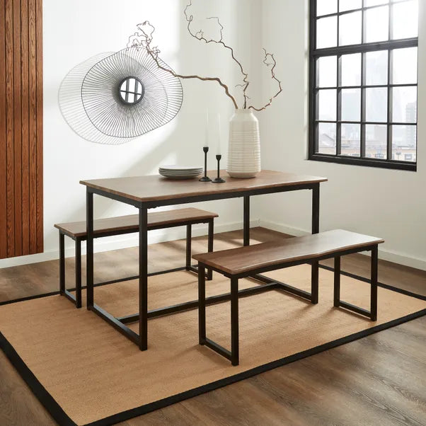 Ronan 4 Seater Wave Edge Dining Table and Bench Set