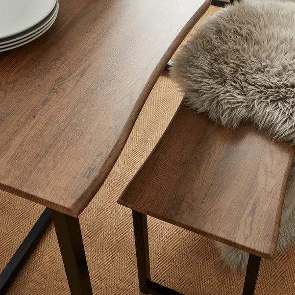 Ronan 4 Seater Wave Edge Dining Table and Bench Set