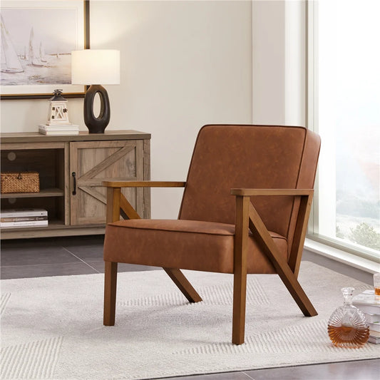 Leather Armchair Modern Cozy Accent Chair