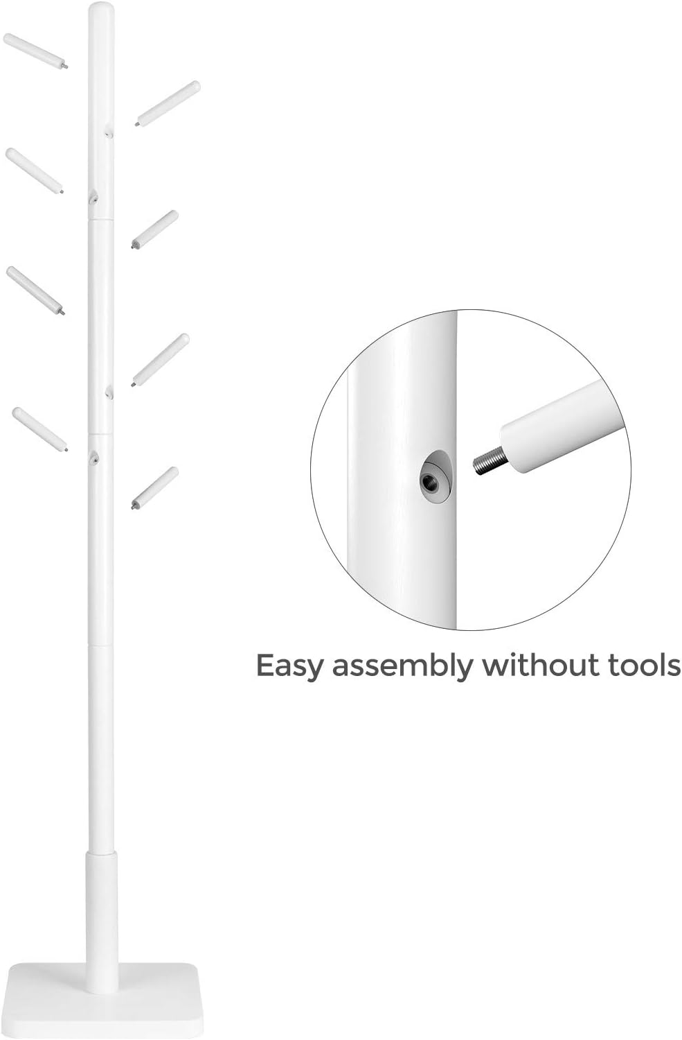 VASAGLE Coat Rack, Wooden Clothes Rack RCR010W02