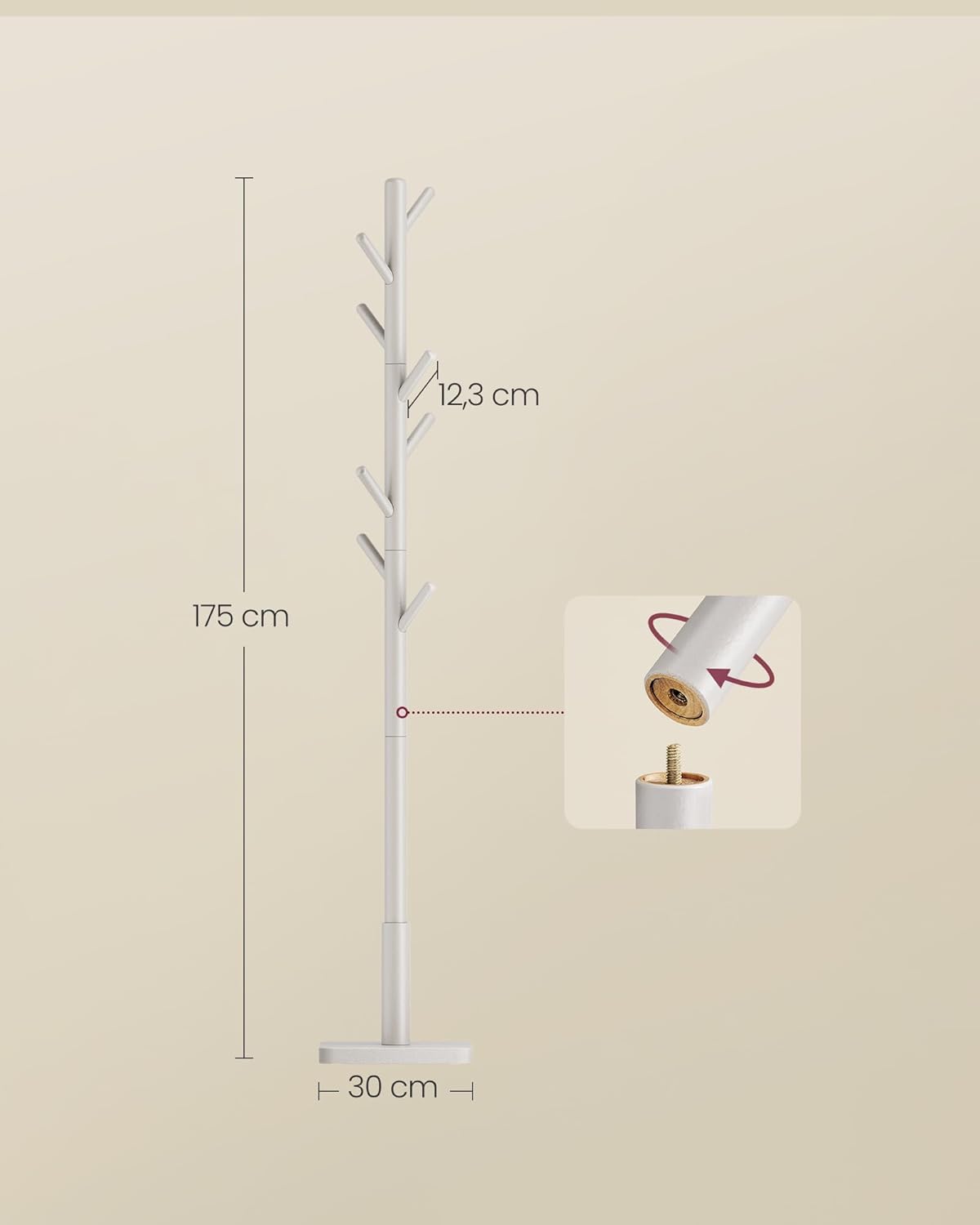 VASAGLE Solid Wood Coat Rack URCR010K01