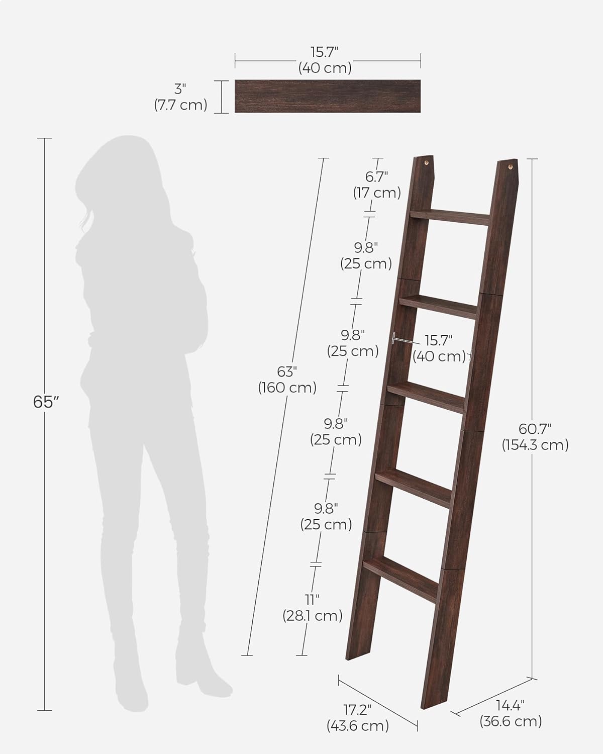 VASAGLE 5-Tier Ladder Shelf LLS018T51