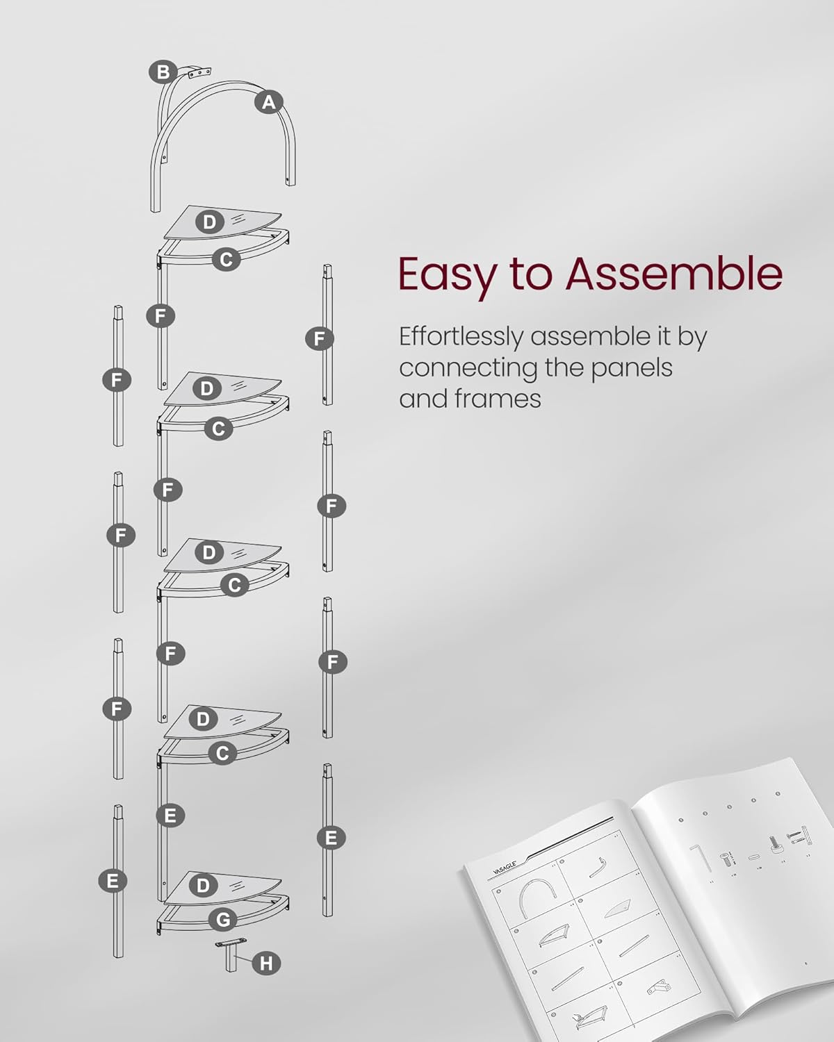 VASAGLE 5-Tier Corner Shelf LGT810B61