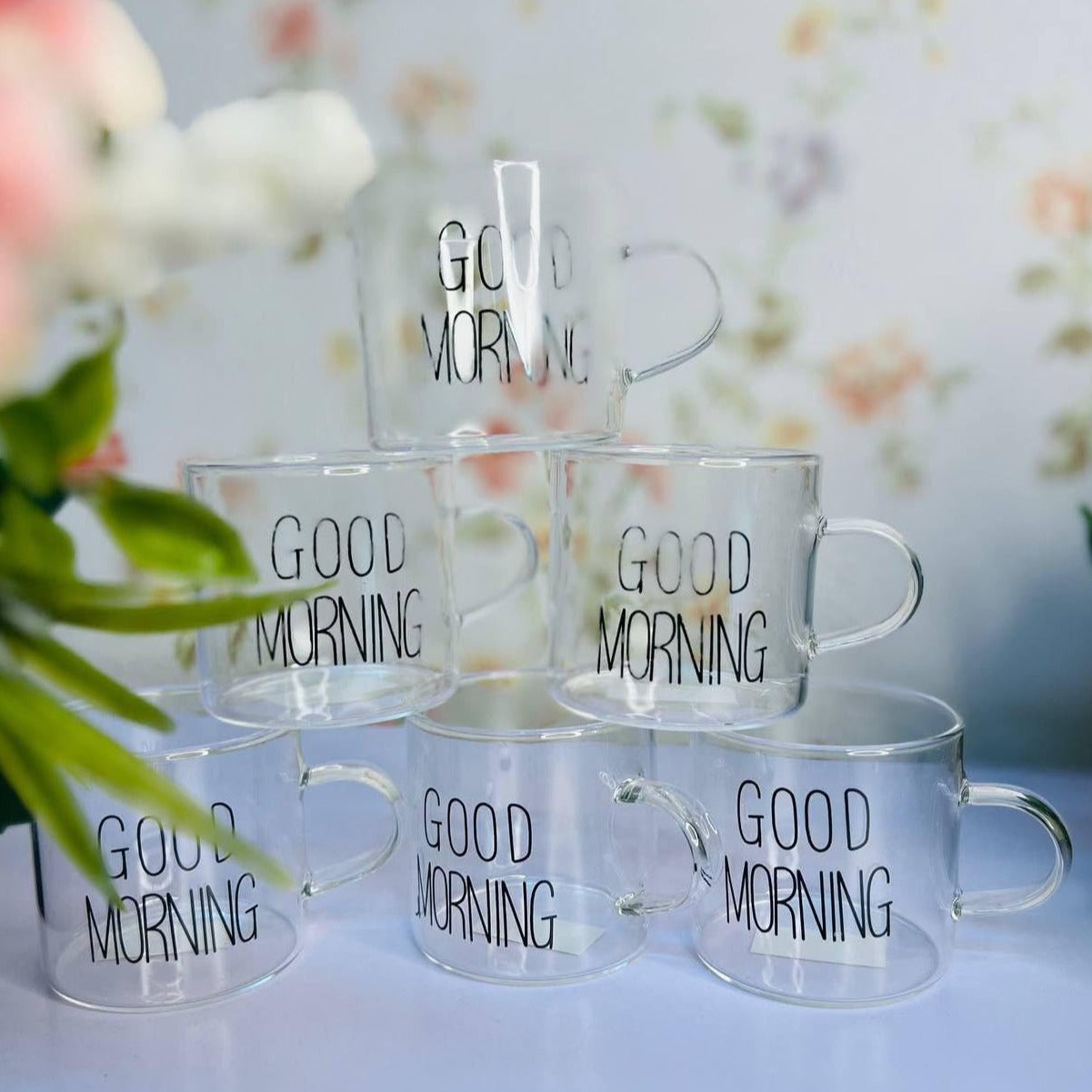 Good Morning  Glass Mugs 6 pcs Set