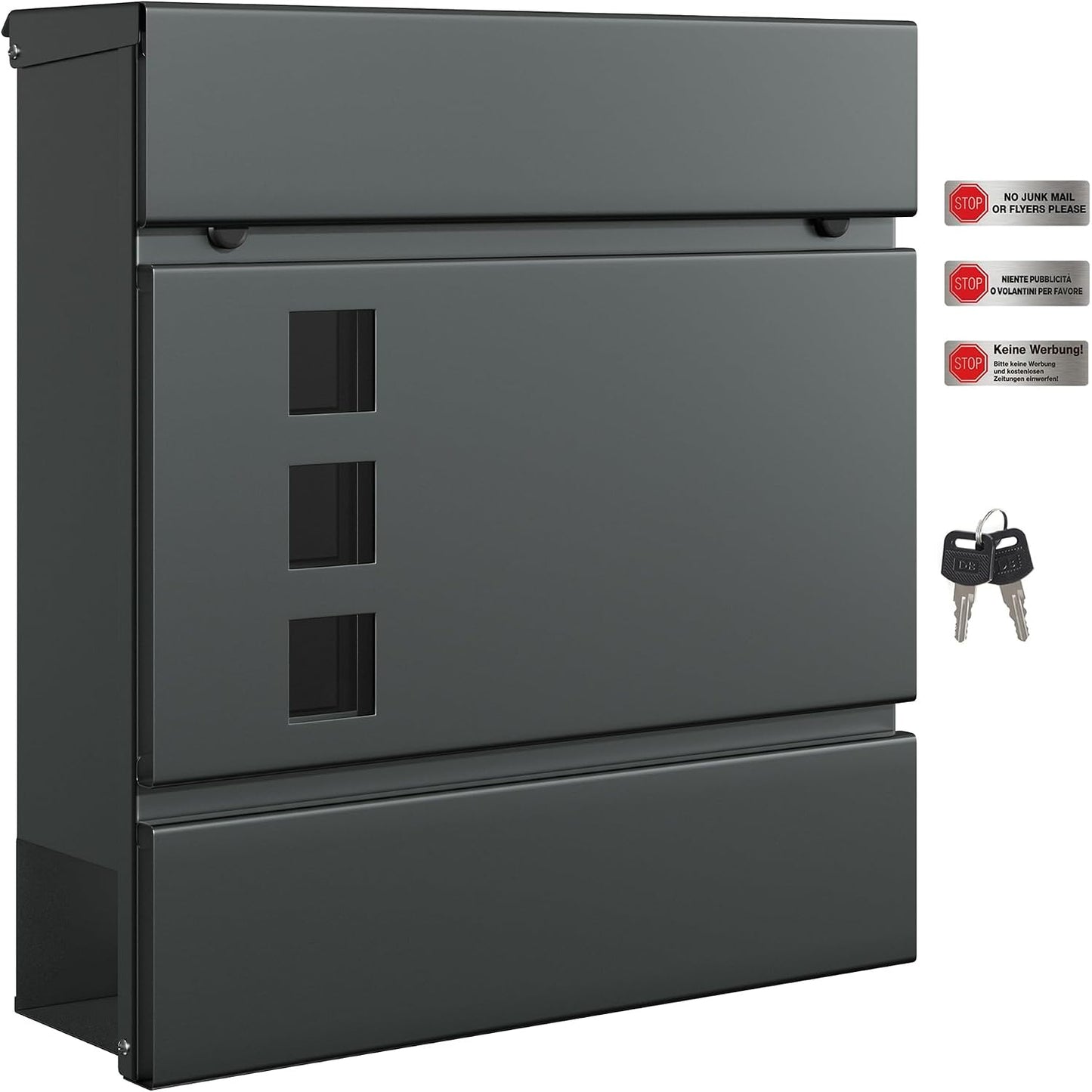 SONGMICS Lockable Wall-Mounted Mailbox with Newspaper Holder (GMB055G101)
