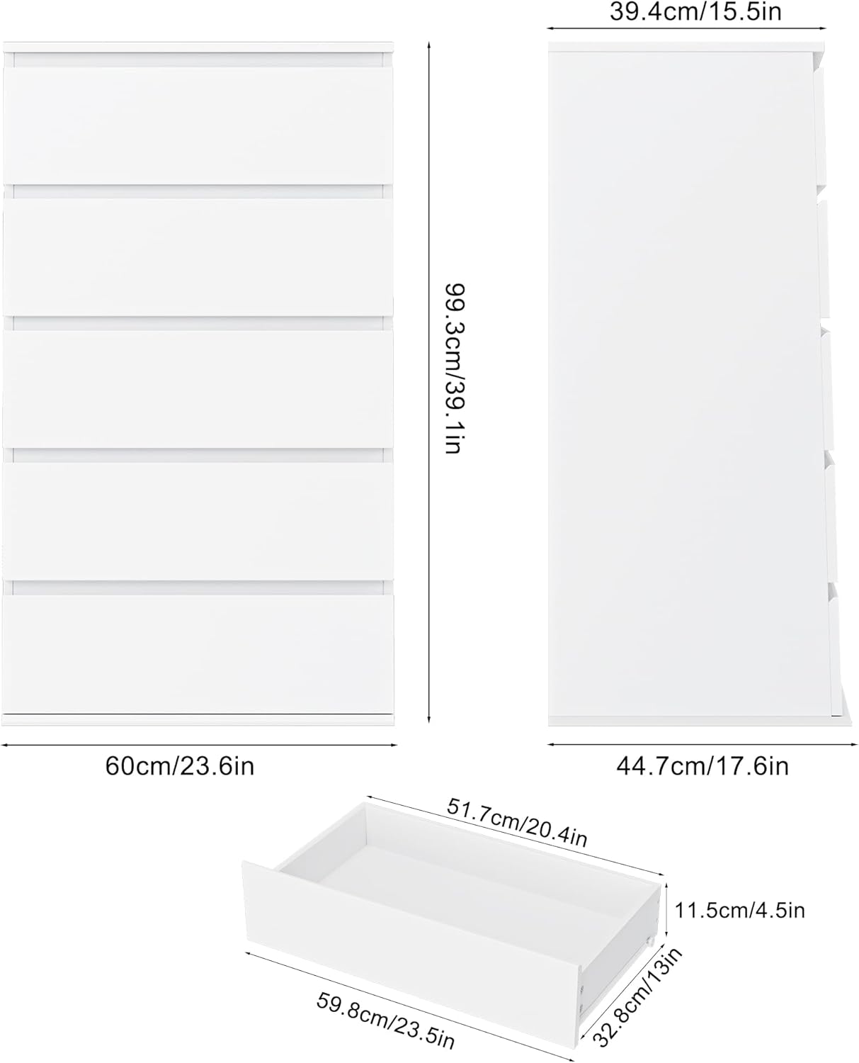 White Dresser with Large Storage Space