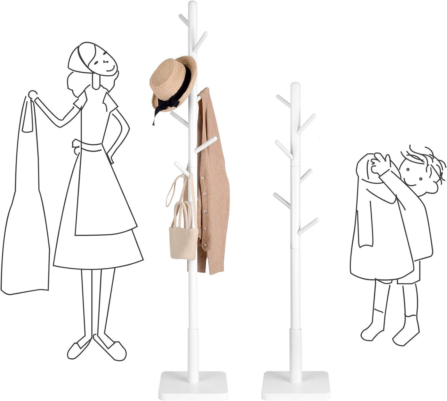 VASAGLE Coat Rack, Wooden Clothes Rack RCR010W02