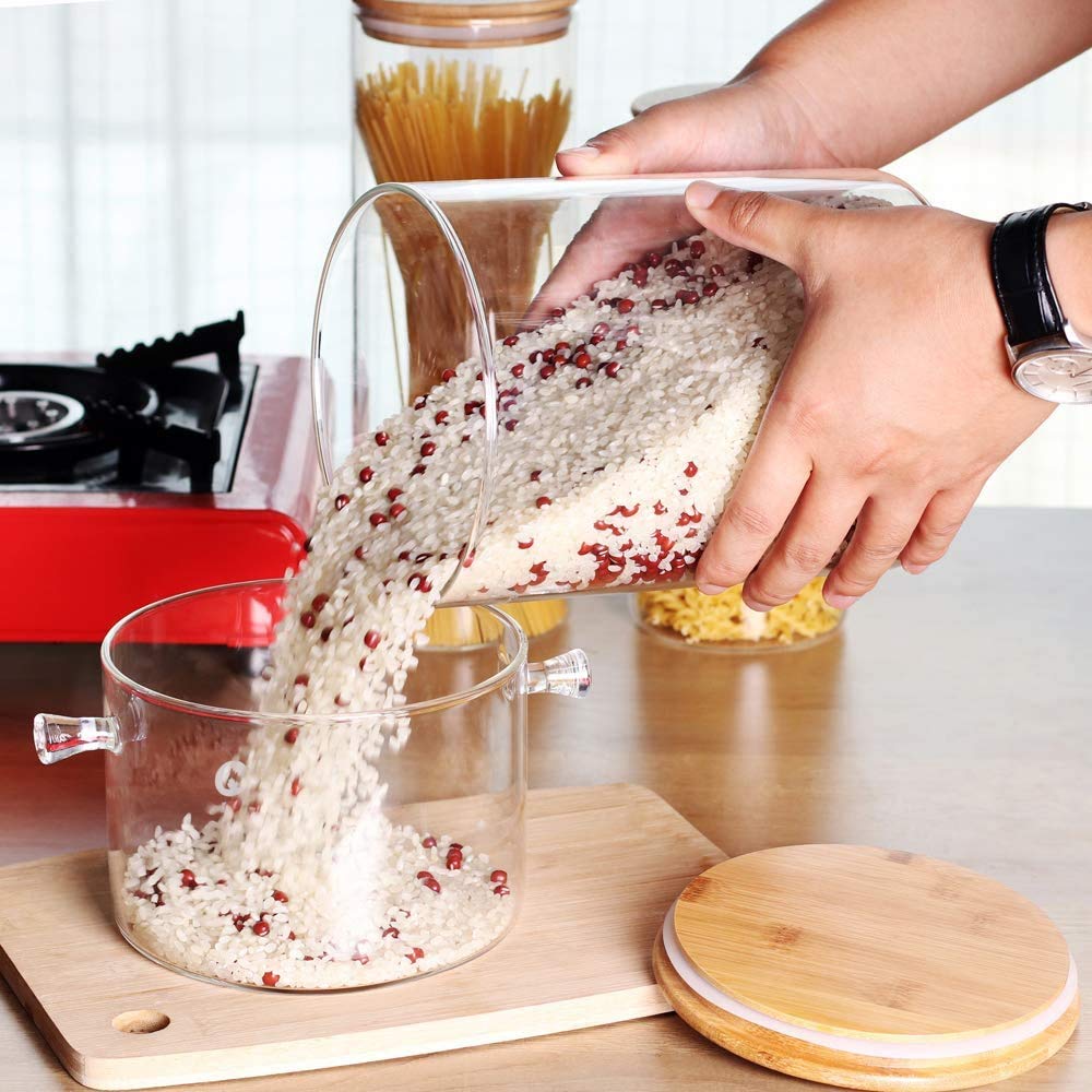 Glass Jars  with Natural Bamboo Lids