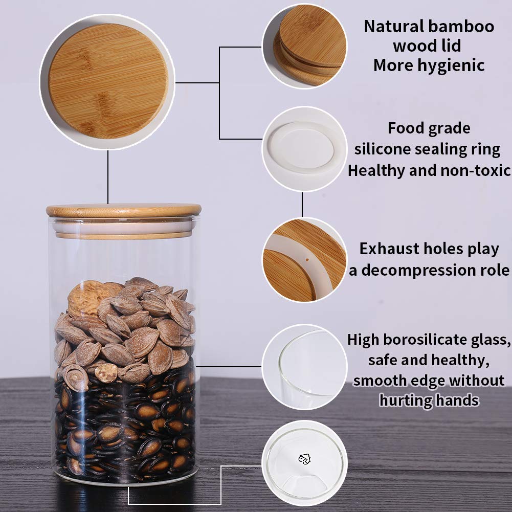 Glass Jars  with Natural Bamboo Lids