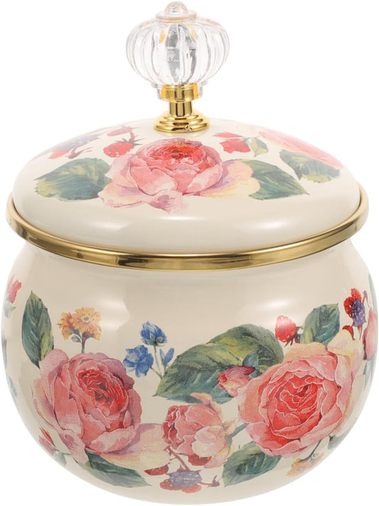 Ciieeo Vintage Floral Cookie Jar with Lid